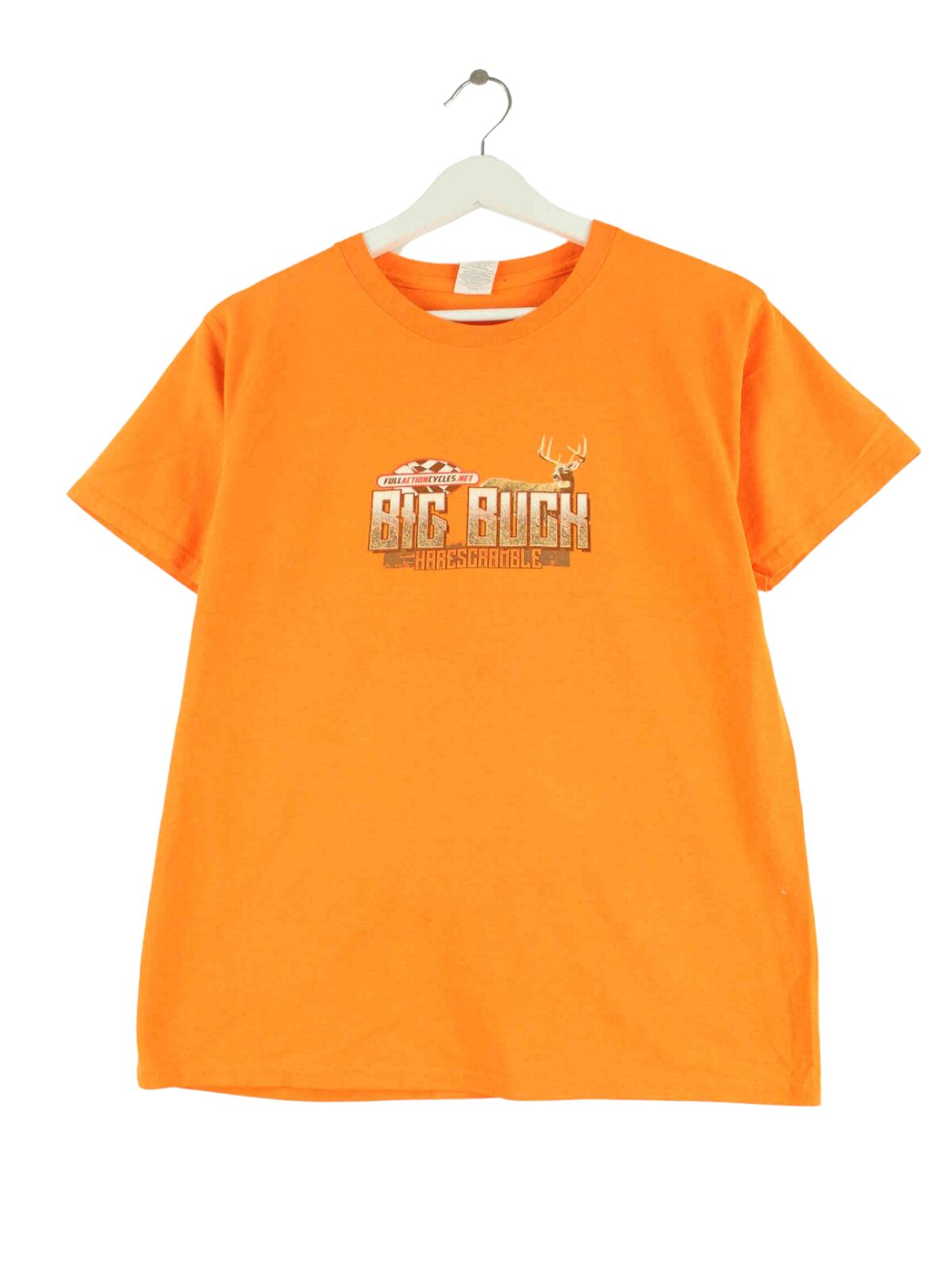 Gildan Damen Big Buck Moto Racing Print T-Shirt Orange XXS (front image)