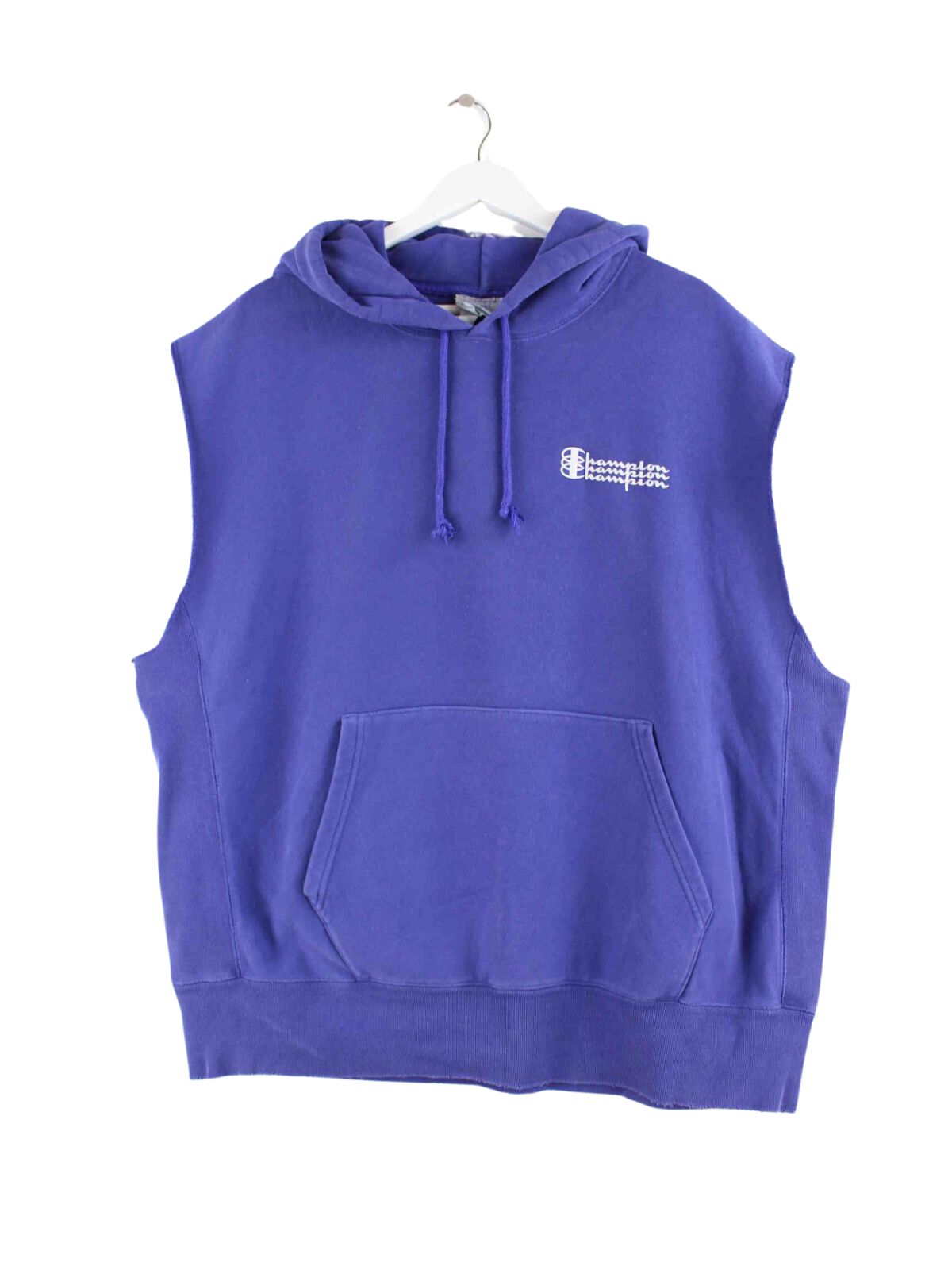 Champion 90s Vintage Reverse Weave Kurzarm Hoodie Blau XXL (front image)