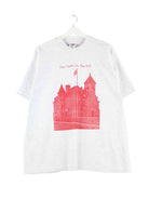 Fruit of the Loom 90s Vintage Castle Print Single Stitch T-Shirt Grau XL (front image)