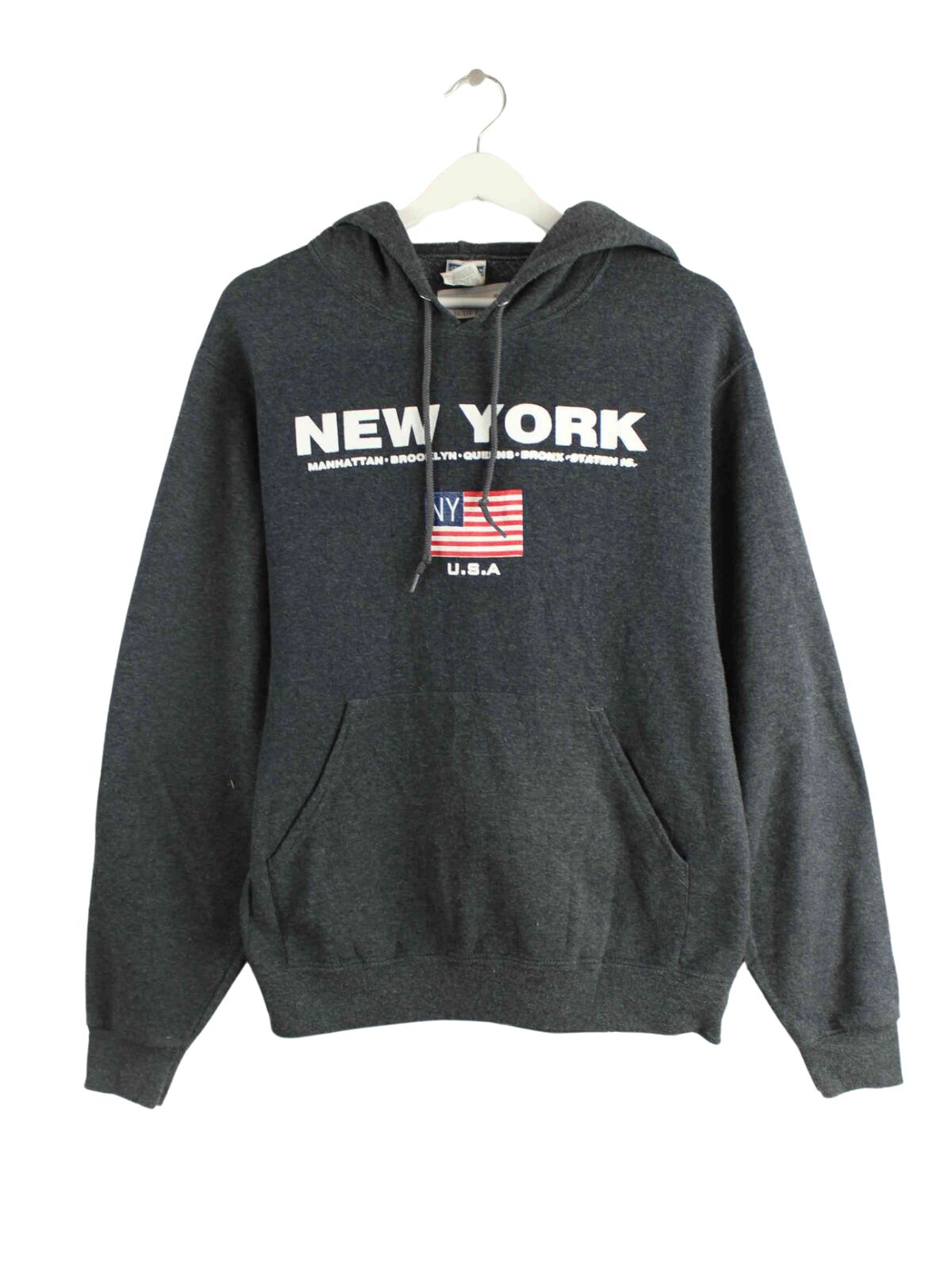 Jerzees New York Print Hoodie Grau S (front image)