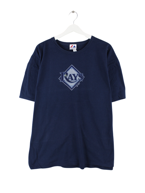 Majestic 00s MLB Tampa Bay Rays Print T-Shirt Blau XXL