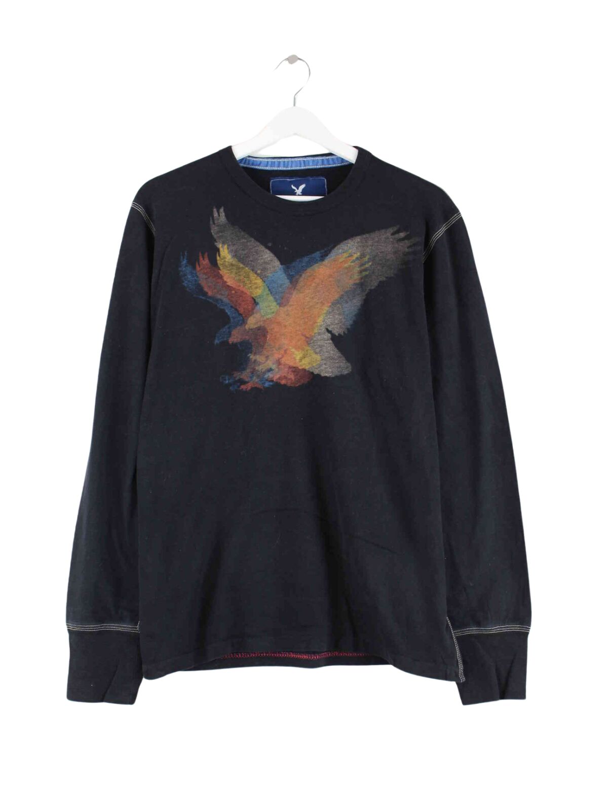 Vintage Eagle Print Sweatshirt Schwarz M (front image)