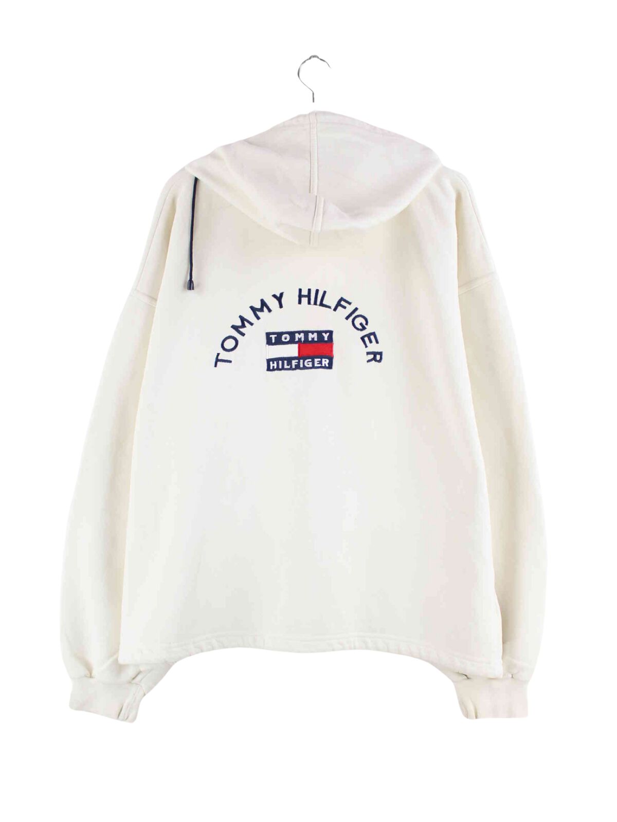 Tommy Hilfiger 90s Vintage Embroidered Hoodie Beige XL (back image)