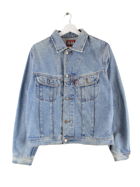 Naf Naf Damen 80s Vintage Jeans Jacke Blau L