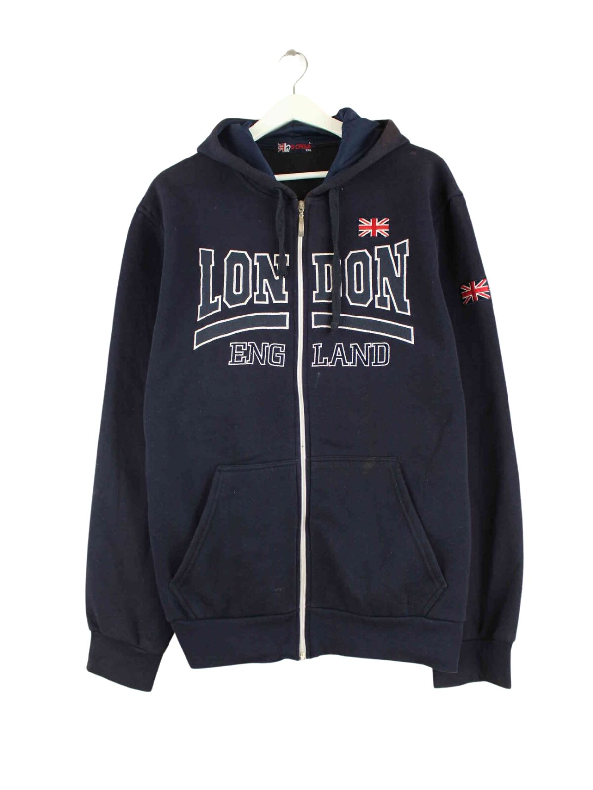 Vintage London Embroidered Zip Hoodie Blau XXL (front image)