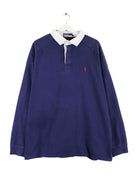 Ralph Lauren 90s Vintage Langarm Polo Blau XL (front image)