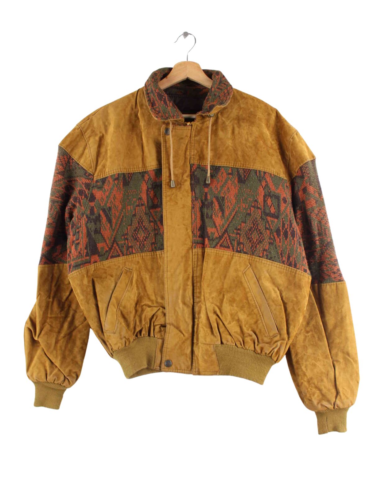 Vintage y2k Suede Bomber Jacke Braun L (front image)