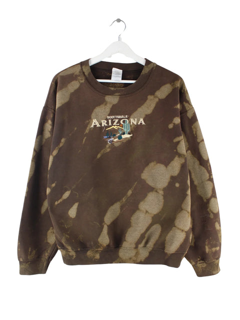 Gildan 00s Arizona Embroidered Tie Dye Sweater Braun M