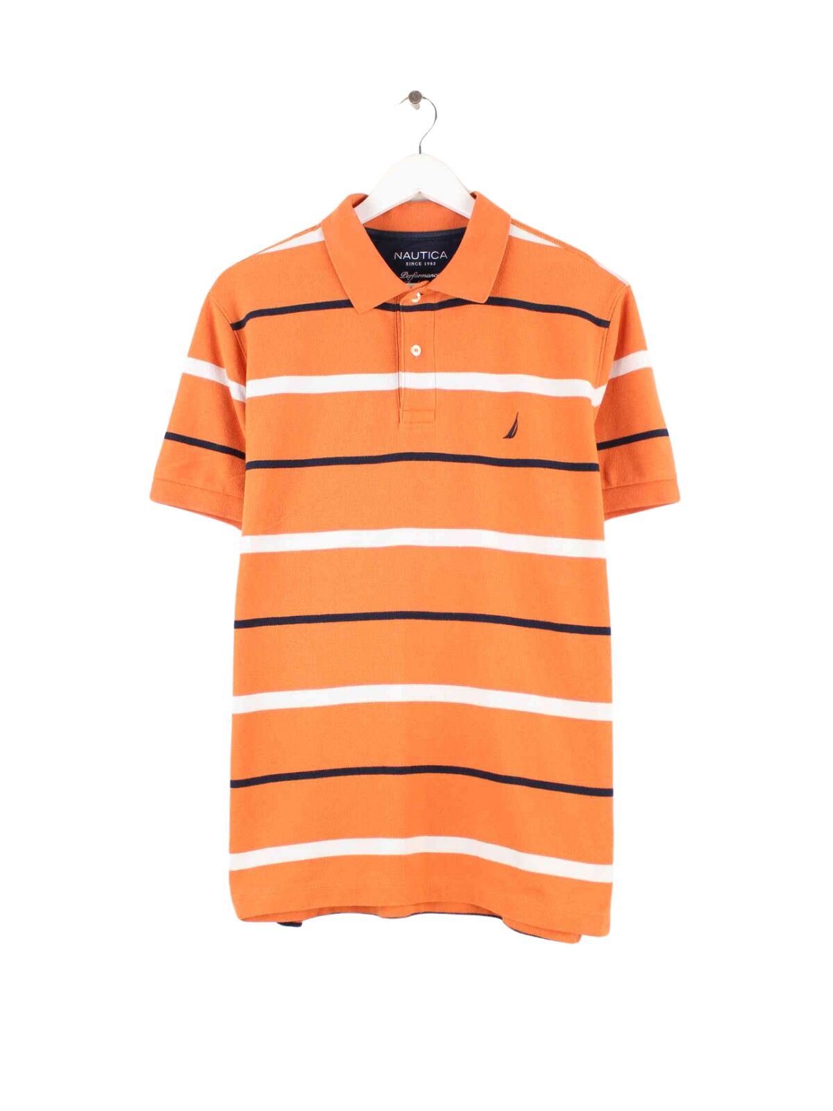 Nautica Striped Polo Orange L (front image)