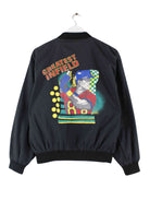 Vintage 90s Baseball Print Bomber Jacke Schwarz S (back image)