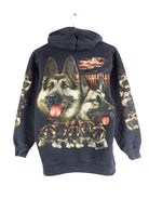 Vintage y2k Dog Print Zip Hoodie Schwarz S (back image)