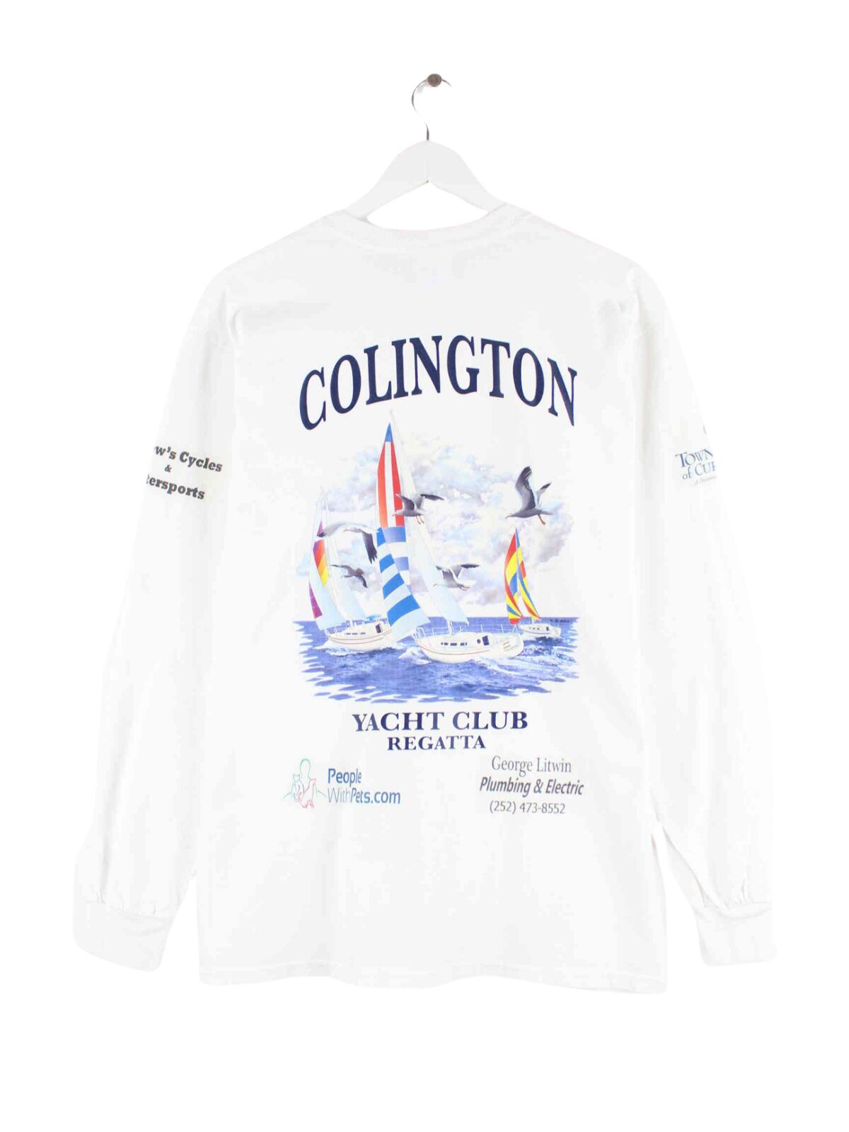 Gildan Yacht Club Print Sweatshirt Weiß M (back image)