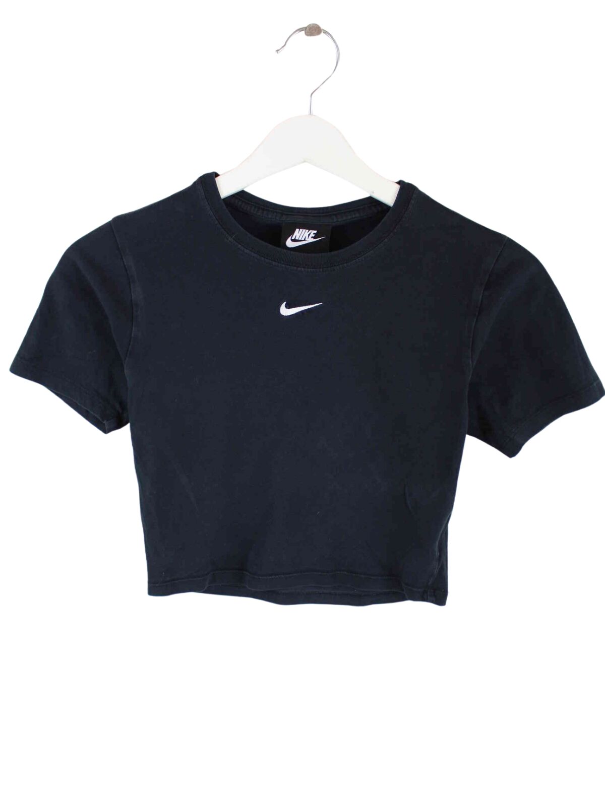 Nike Damen Center Swoosh Crop Top Schwarz XS (front image)