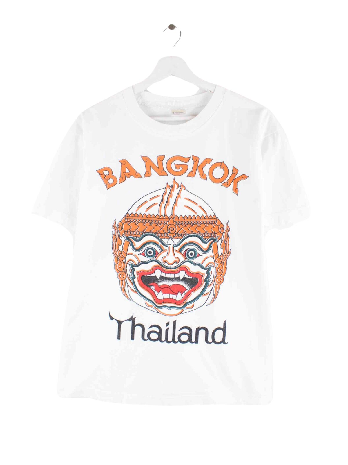 Vintage Damen Bangkok Print T-Shirt Weiß L (front image)