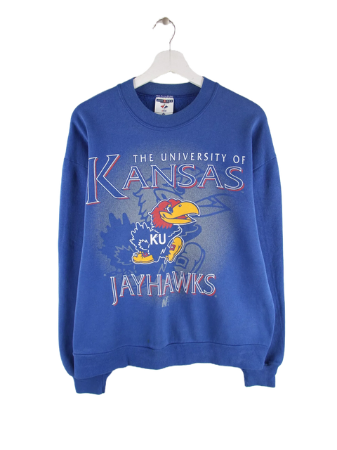 Jerzees Damen 90s Kansas Jayhawks Print Sweater Blau L