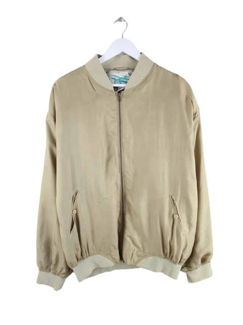 Vintage 90s Seiden Bomber Jacke Beige XL