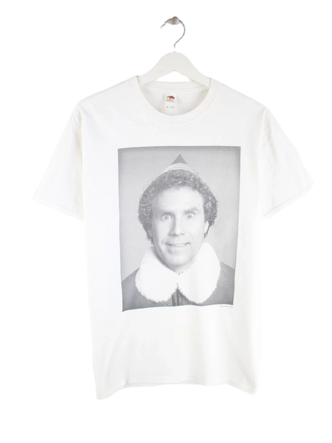 Fruit of the Loom 00s Elf Print T-Shirt Weiß M
