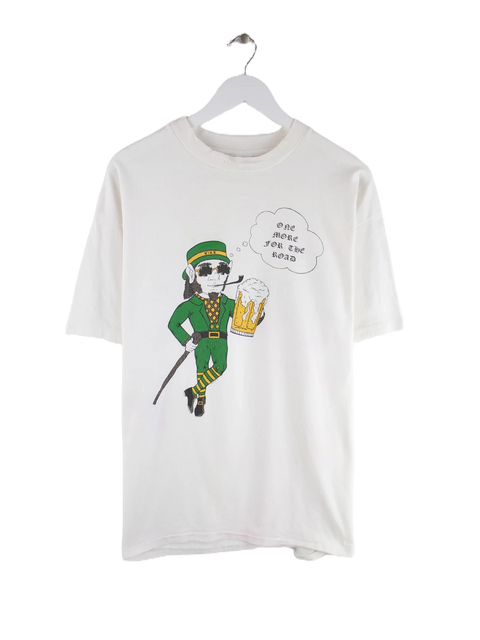 Hanes 90s Vintage Leprechaun Print Single Stitch T-Shirt Weiß XL