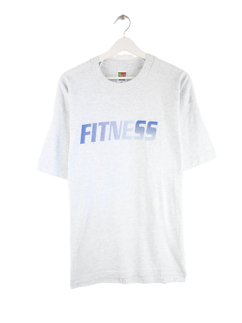 Fruit of the Loom 90s Vintage Fitness Print Single Stitch T-Shirt Grau XXL