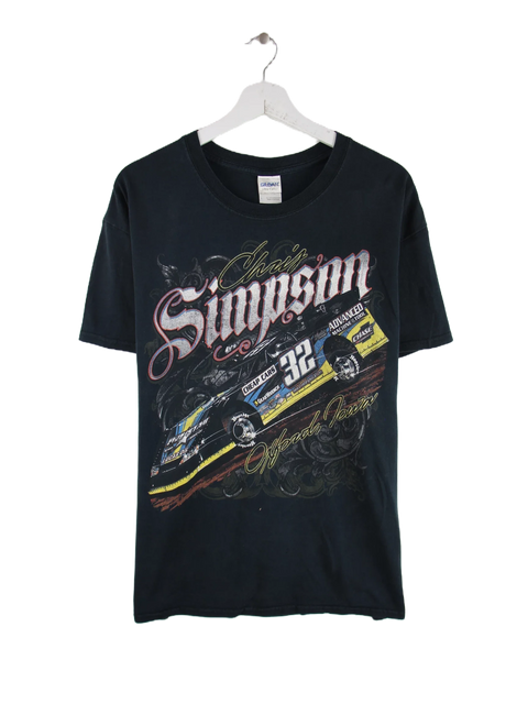 Gildan Y2K Chris Simpson Racing Print T-Shirt Schwarz L