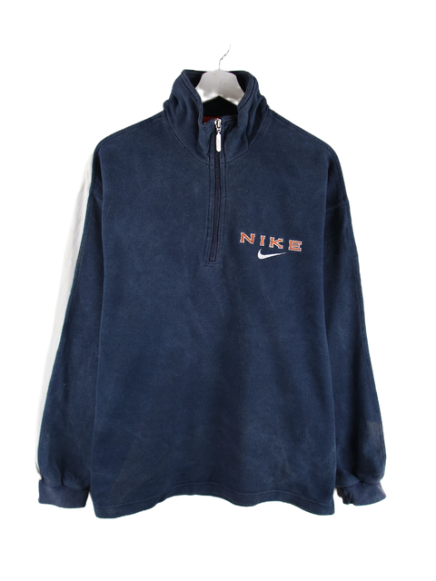 Nike 90s Vintage Silver Tag Half Zip Stripe Sweater Blau M