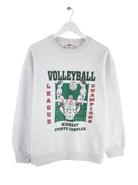 Fruit of the Loom Volleyball League Champions Print Sweater Grau L