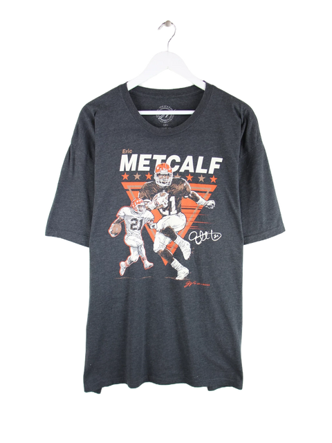 Vintage 90s NFL Cleveland Browns Eric Metcalf Print T-Shirt Grau 3XL