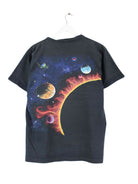 Vintage 1990 Solar System Print Single Stitch T-Shirt Schwarz S (back image)