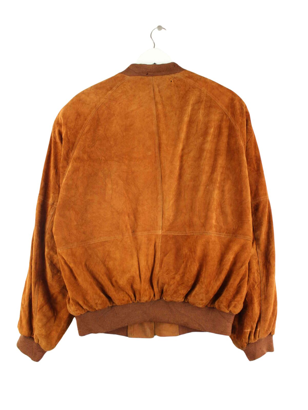 Christ 90s Vintage Suede Bomber Leder Jacke Braun L (back image)