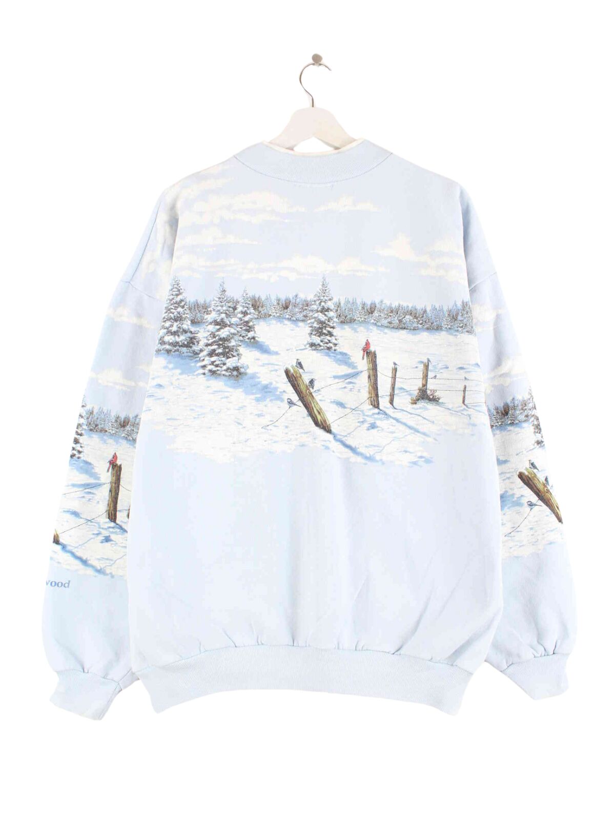 Vintage 90s Winter Print Sweater Blau L (back image)