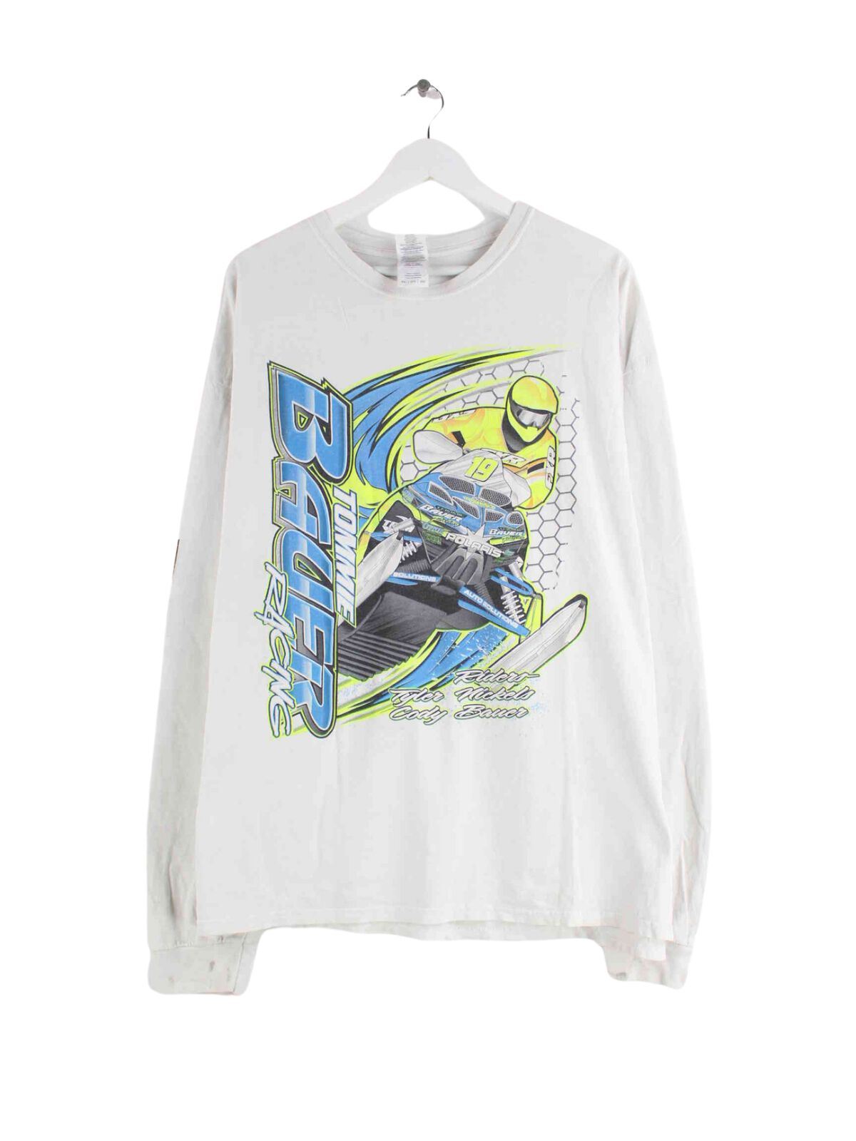 Gildan 90s Vintage Motoracing Print Sweatshirt Weiß XXL (front image)