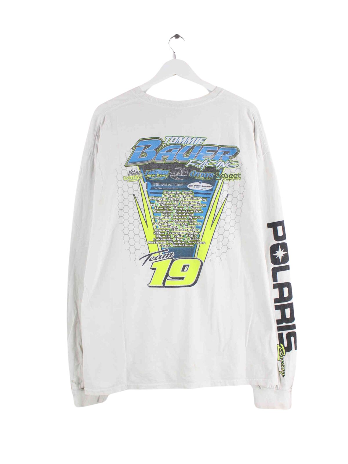 Gildan 90s Vintage Motoracing Print Sweatshirt Weiß XXL (back image)