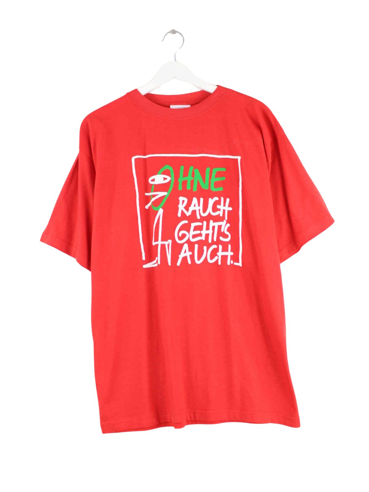 Vintage 00s Ohne Rauch Print T-Shirt Rot L (front image)