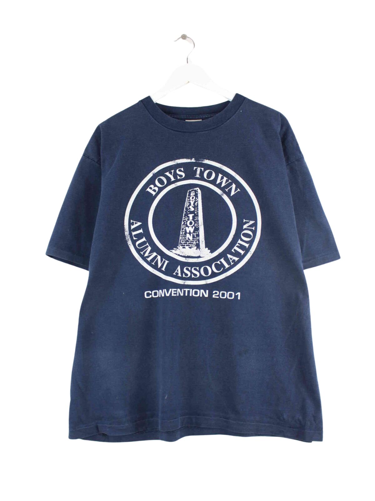 Vintage 2001 Boys Town Print Single Stitched T-Shirt Blau XL (front image)