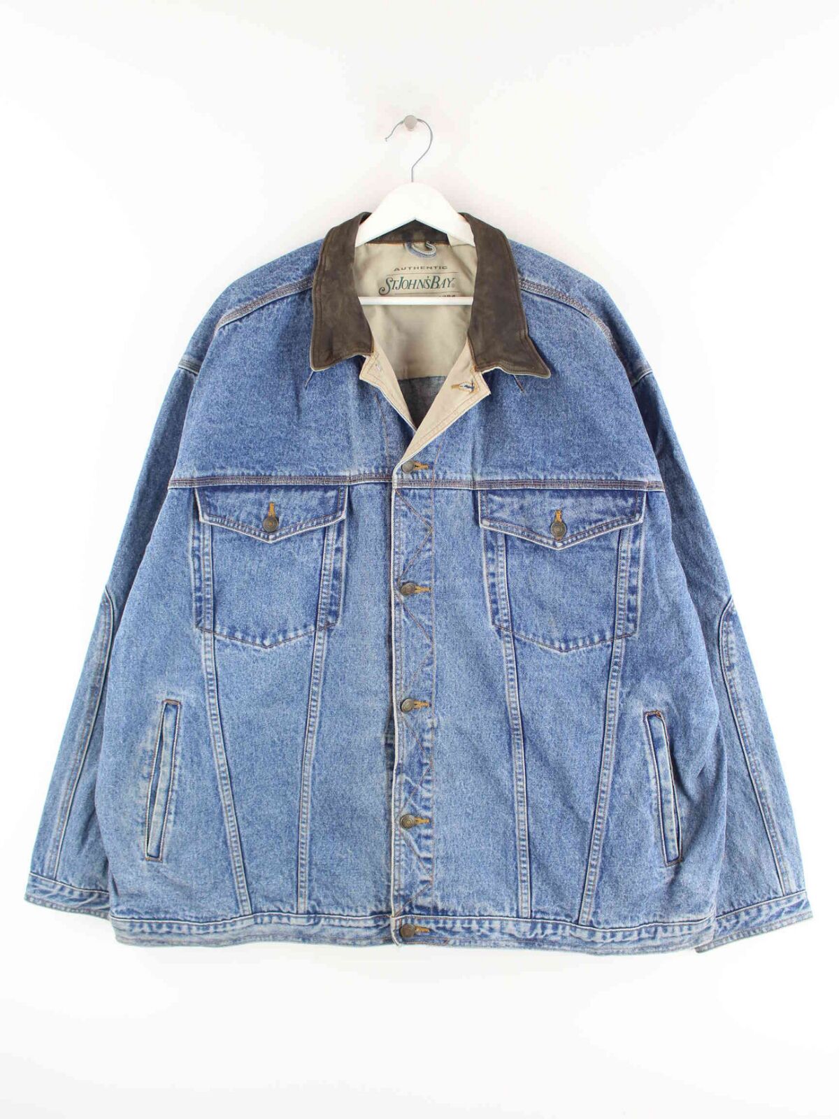 Vintage 90s St Johns Bay Jeans Jacke Blau 3XL (front image)