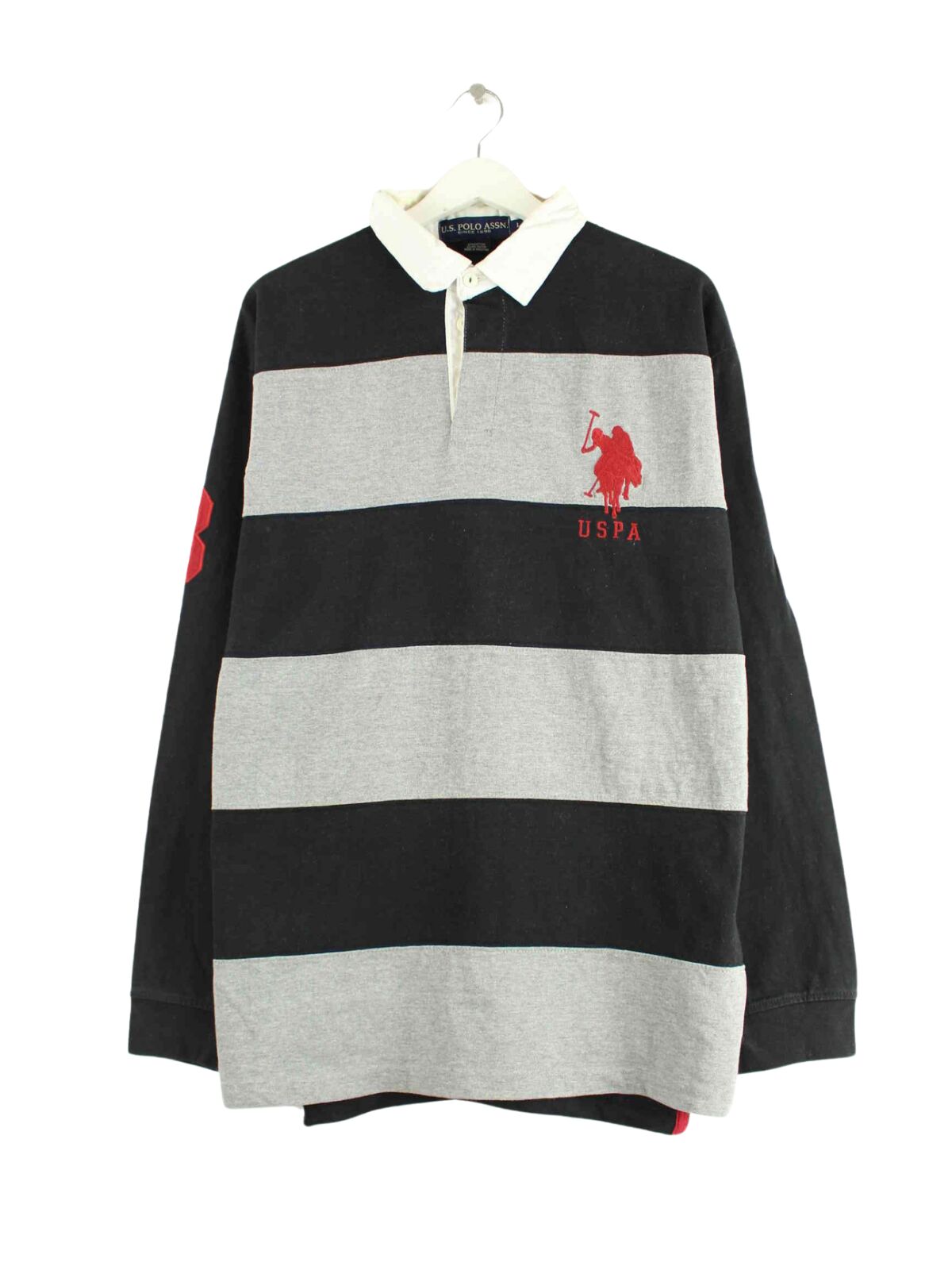 U.S. Polo ASSN. 00s Striped Langarm Polo Schwarz L (front image)