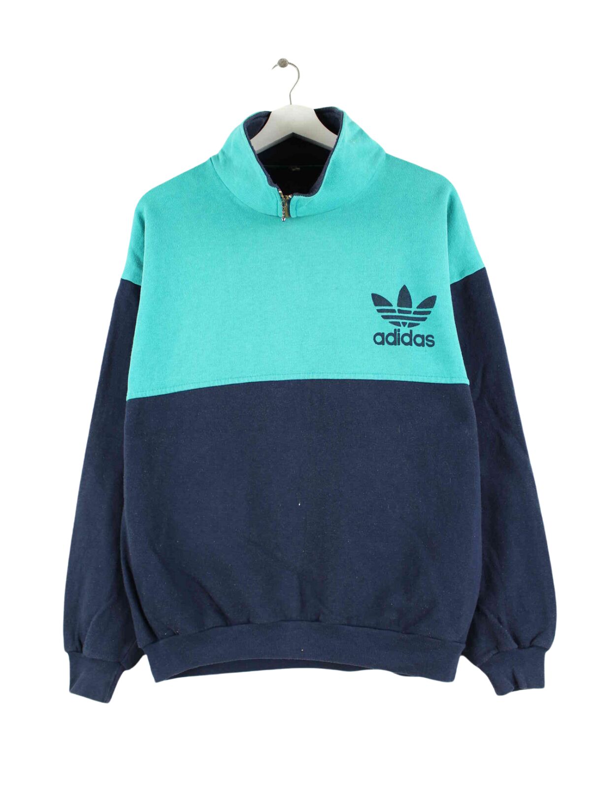 Adidas 80s Vintage Trefoil Print Half Zip Sweater Blau M (front image)