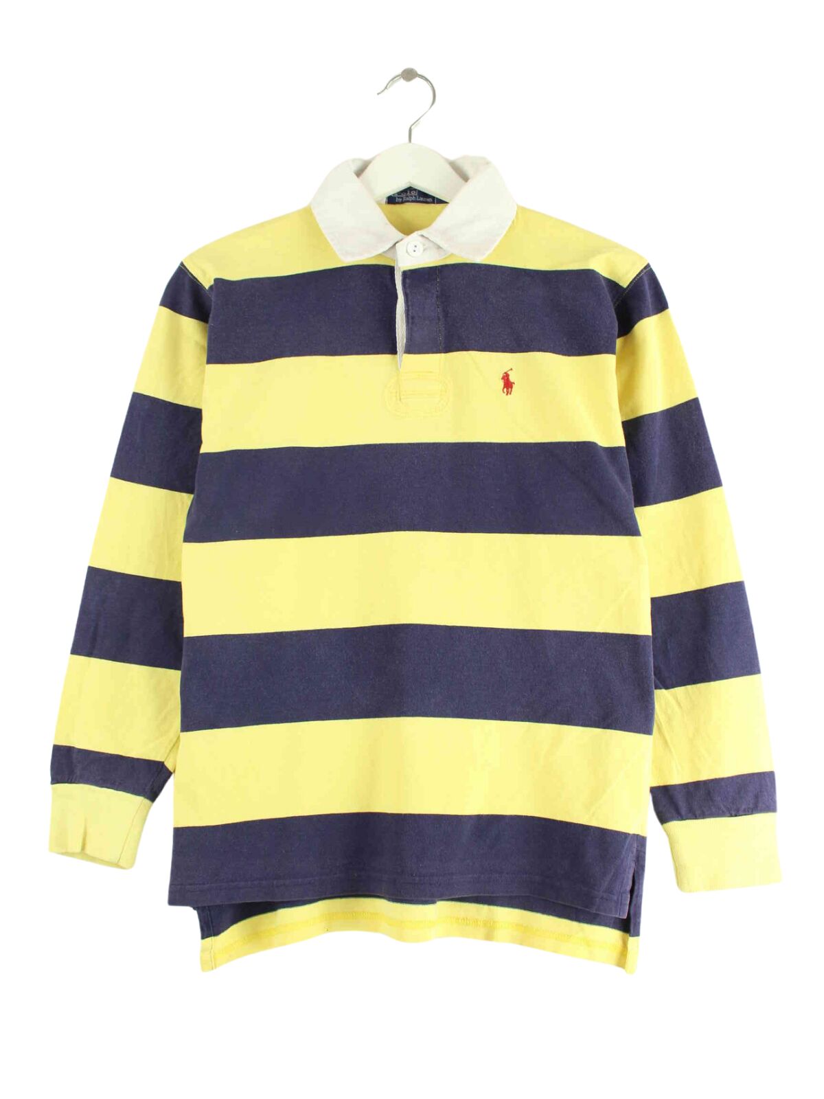 Ralph Lauren 00s Striped Langarm Polo Gelb XS (front image)