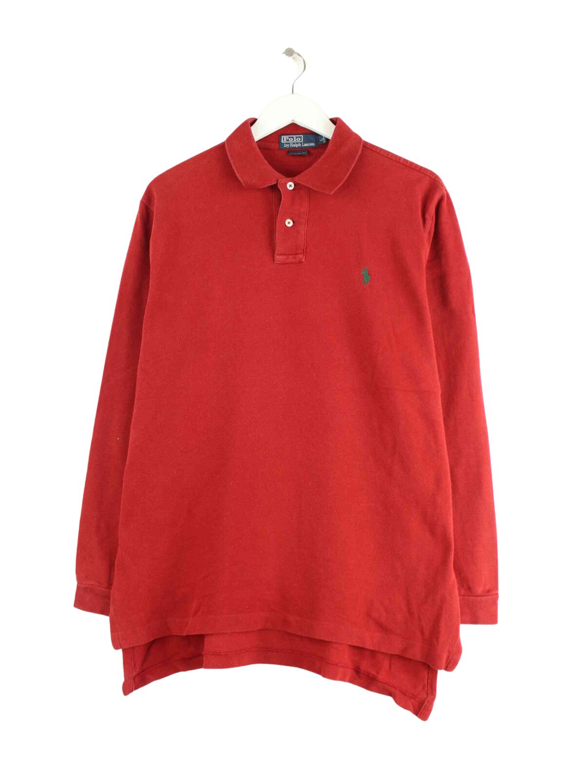 Ralph Lauren 90s Vintage Custom Fit Langarm Polo Rot L (front image)