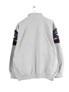 Vintage 90s Embroidered Half Zip Sweater Grau L (back image)