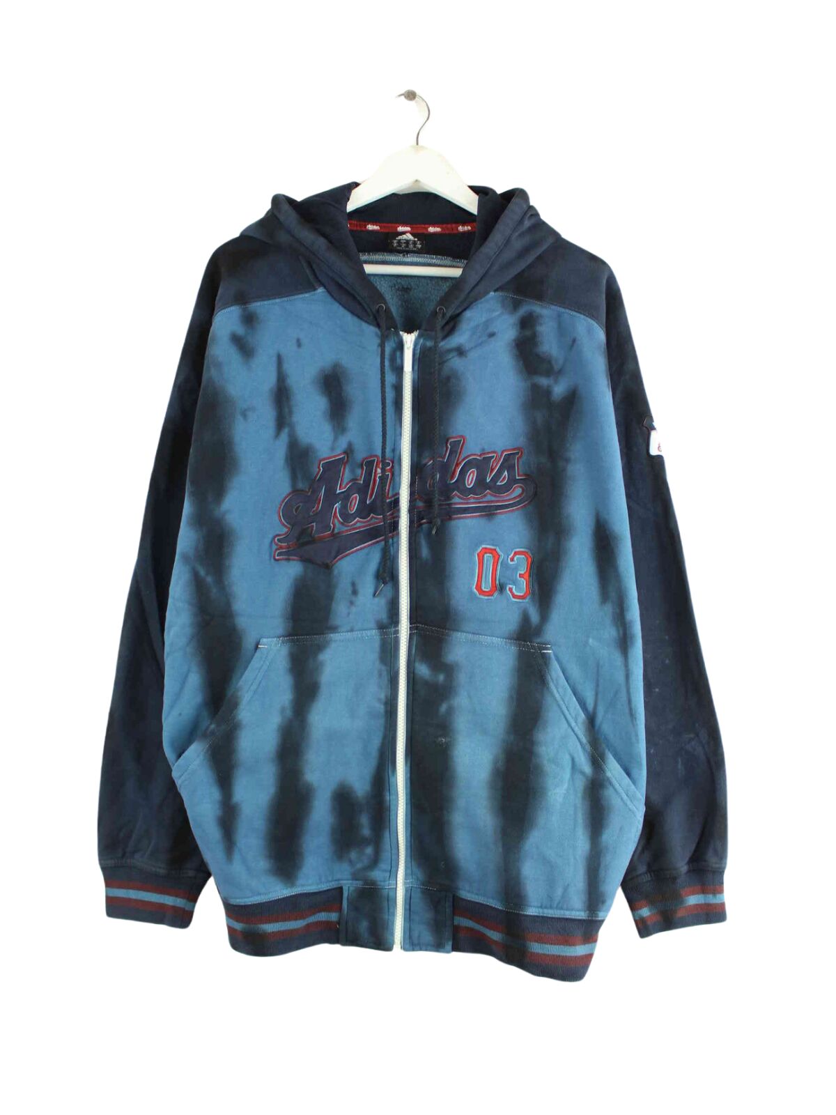 Adidas y2k Embroidered Tie Dye Zip Hoodie Blau XL (front image)