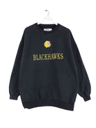 Vintage 90s Blackhawks Embroidered Sweater Schwarz XL (front image)