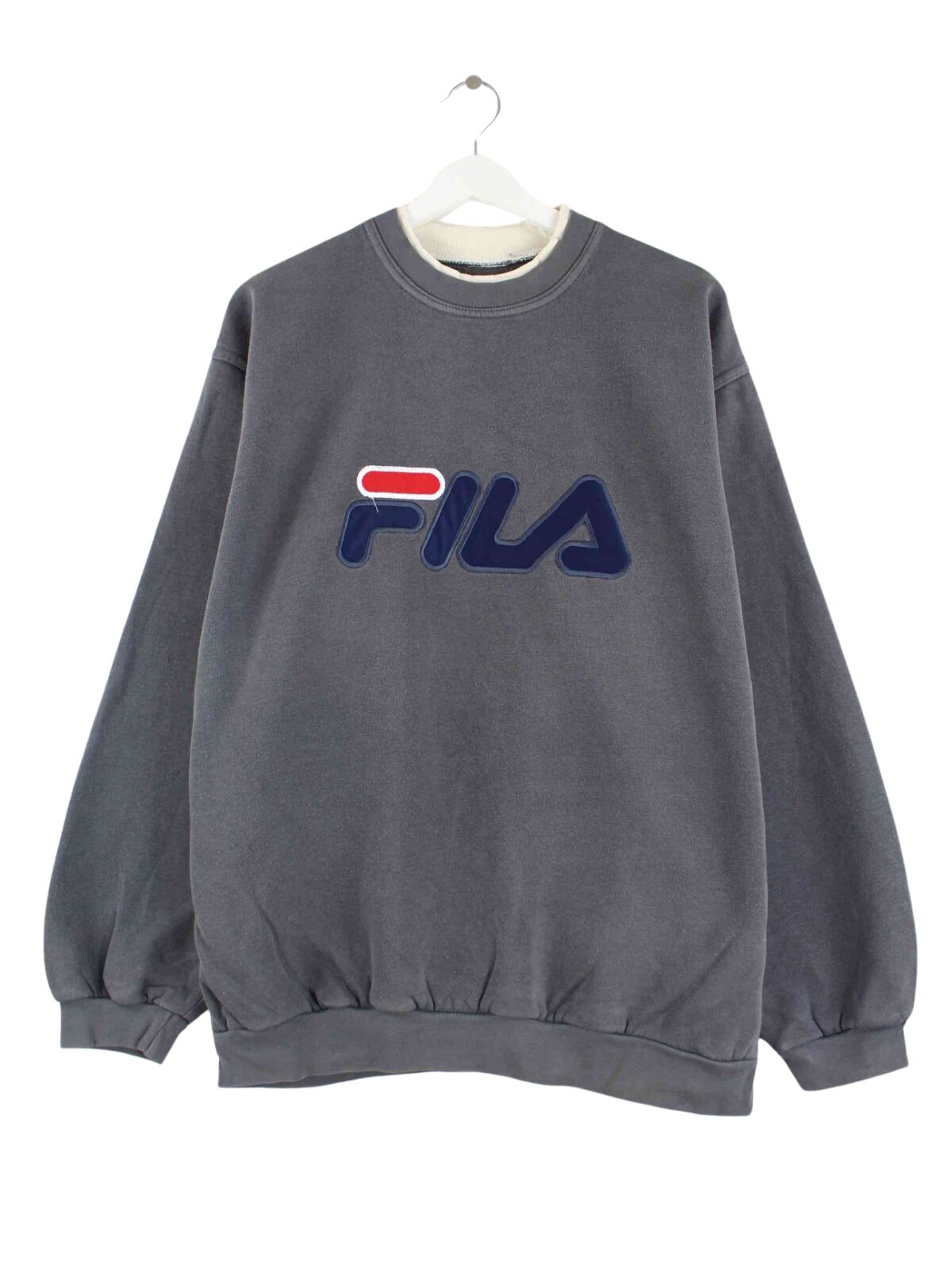 Fila 90s Vintage Embroidered Sweater Grau XL (front image)