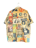 Vintage Musician Pattern Short Sleeve Hemd Mehrfarbig XXL (back image)