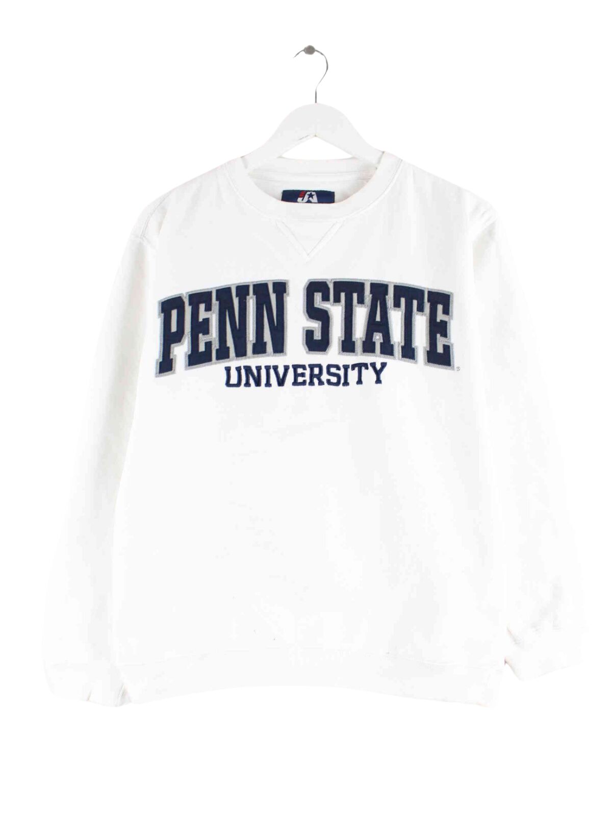 Vintage 90s J. America Penn State Embroidered Sweater Weiß S (front image)