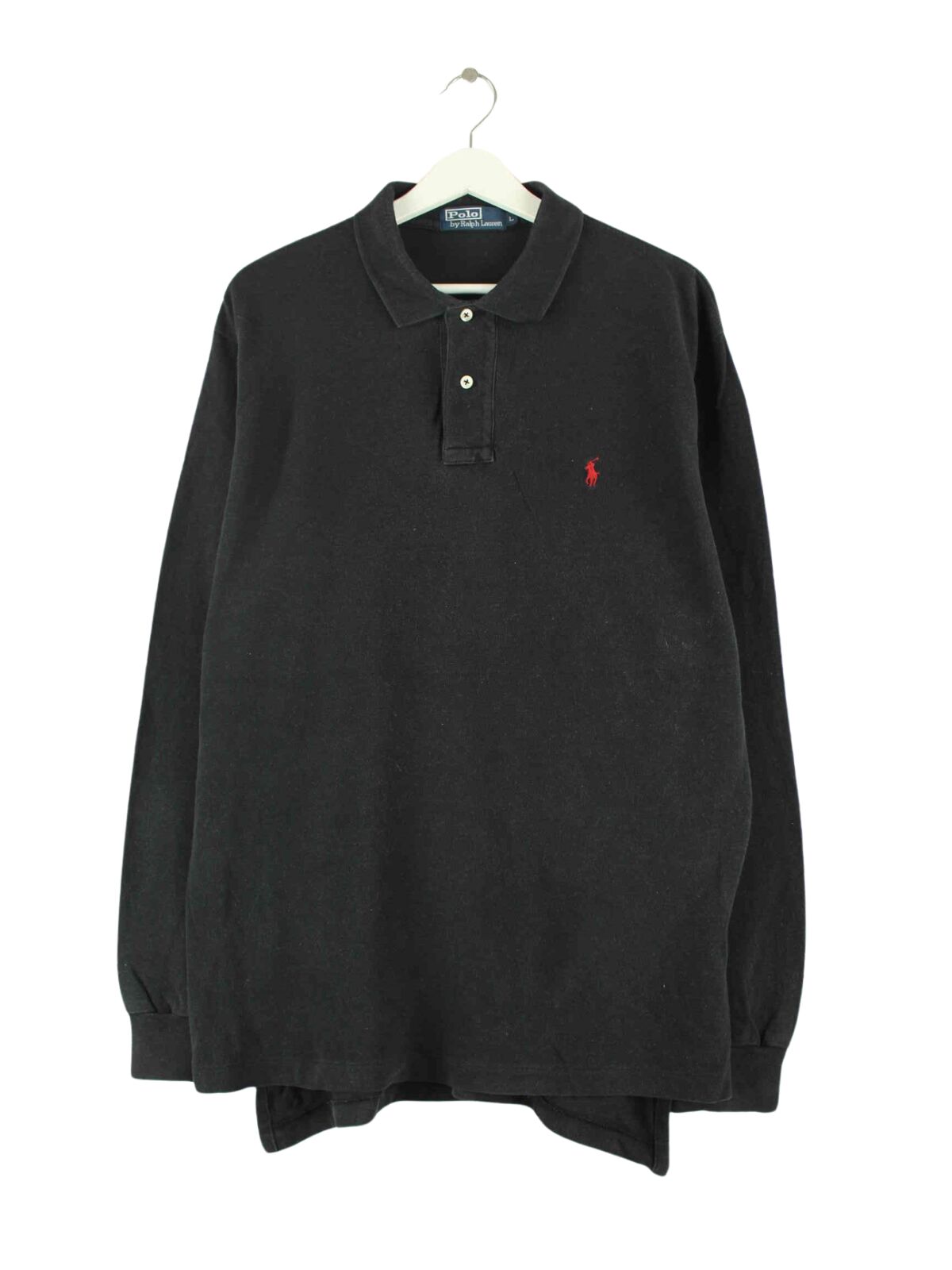 Ralph Lauren 90s Vintage Langarm Polo Schwarz L (front image)