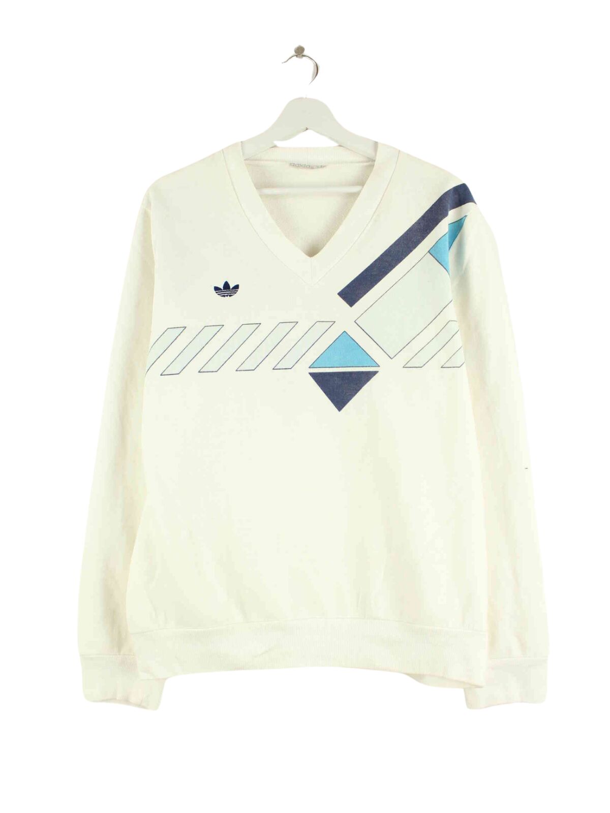 Adidas 80s Vintage Print V-Neck Sweater Weiß L (front image)