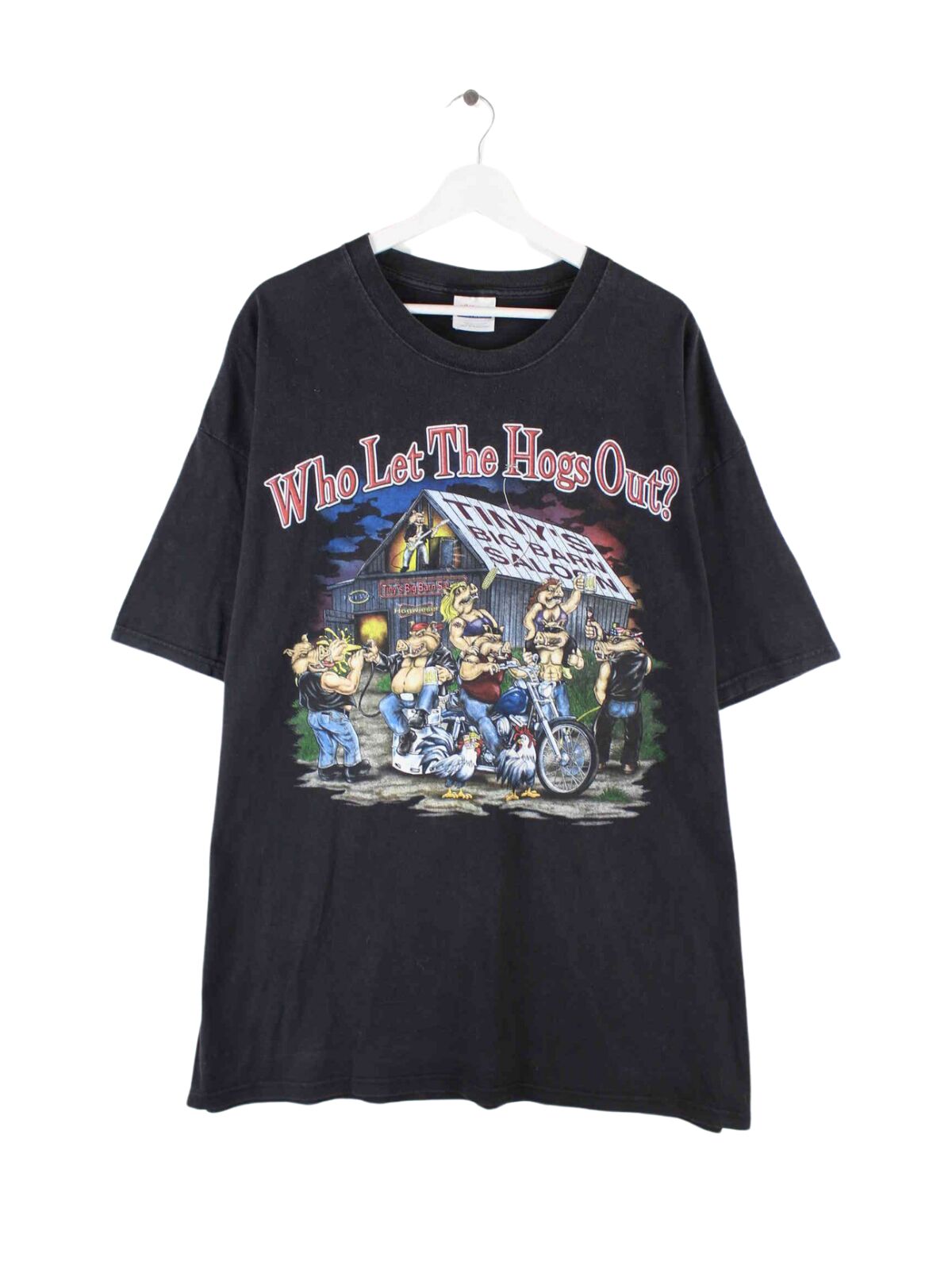 Hanes 00s Who Let The Hogs Out Print T-Shirt Schwarz XXL (front image)