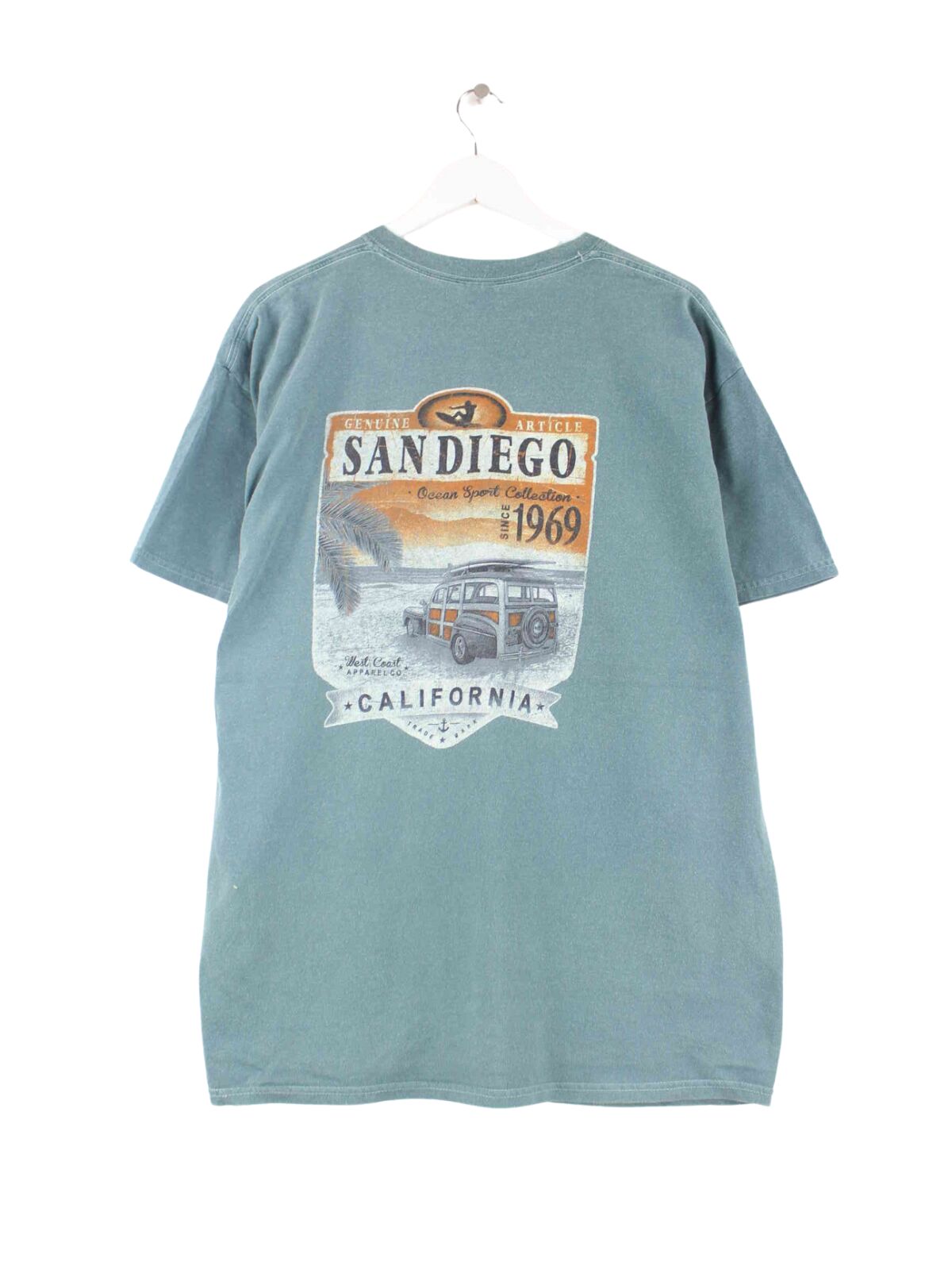 Gildan San Diego Beach Print T-Shirt Grün XL (back image)