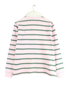 Vintage Damen Striped Langarm Polo Rosa M (back image)